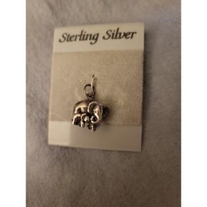 Sterling Charm Mama And Baby Elephant